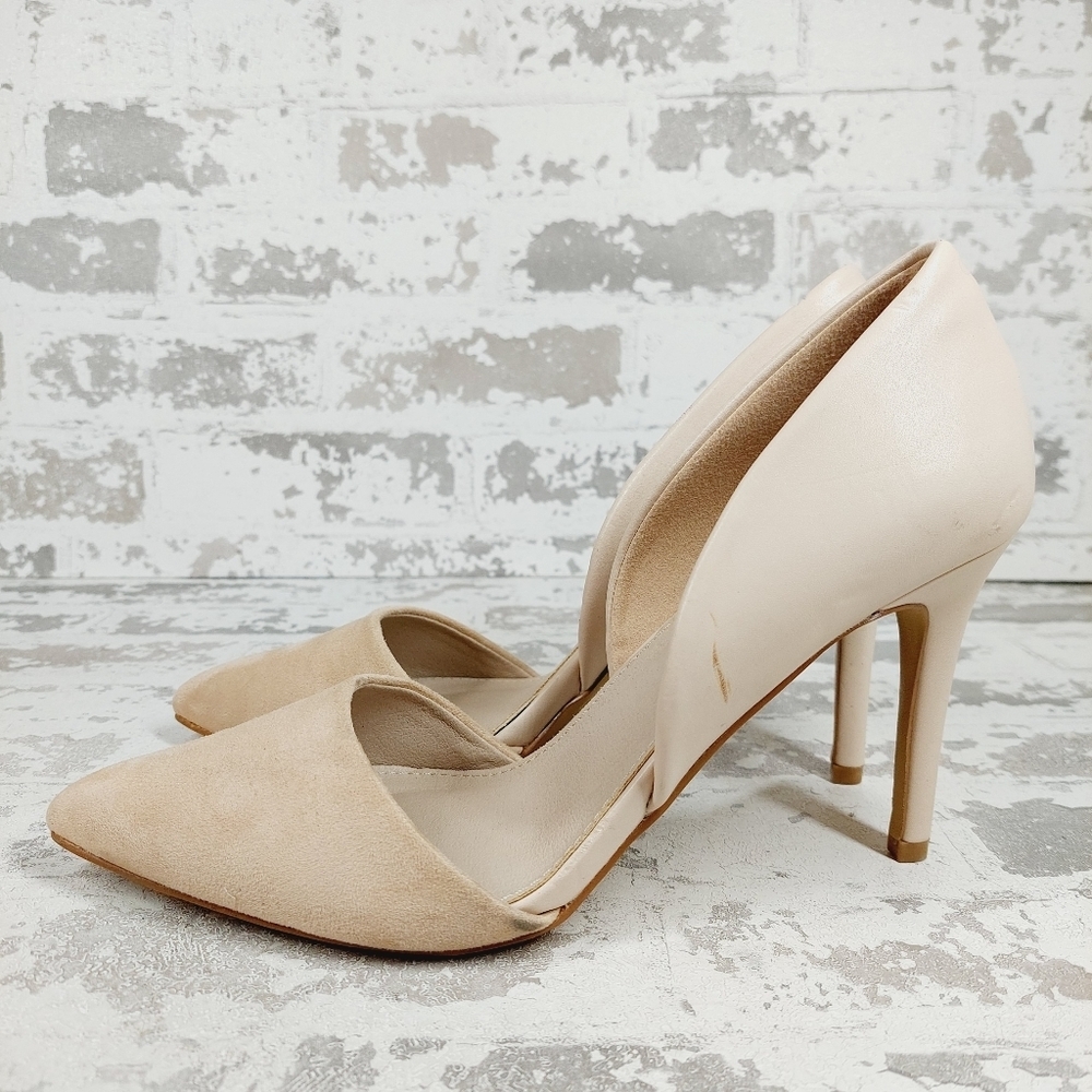 NEW FRENCH CONNECTION Elvia D'Orsay Nude Vegan Leather Dress Pump K780